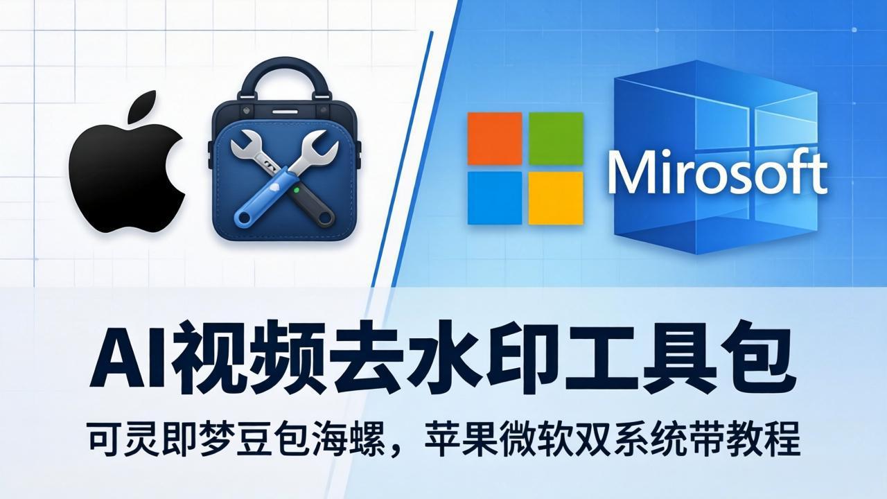 AI视频去水印工具包：可灵即梦豆包海螺，苹果微软双系统带教程-朽念云创