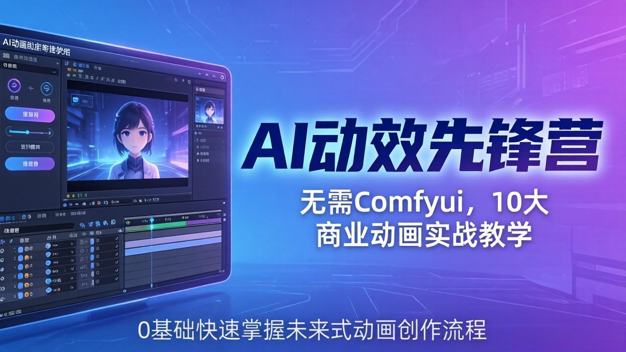 AI 动效先锋营：无需Comfyui，10大商业动画实战教学，0基础快速掌握未来式动画创作流程-朽念云创