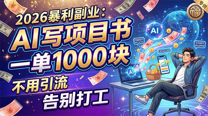 2026暴利副业：AI 写项目书，一单 1000 块，不用引流，告别打工-朽念云创