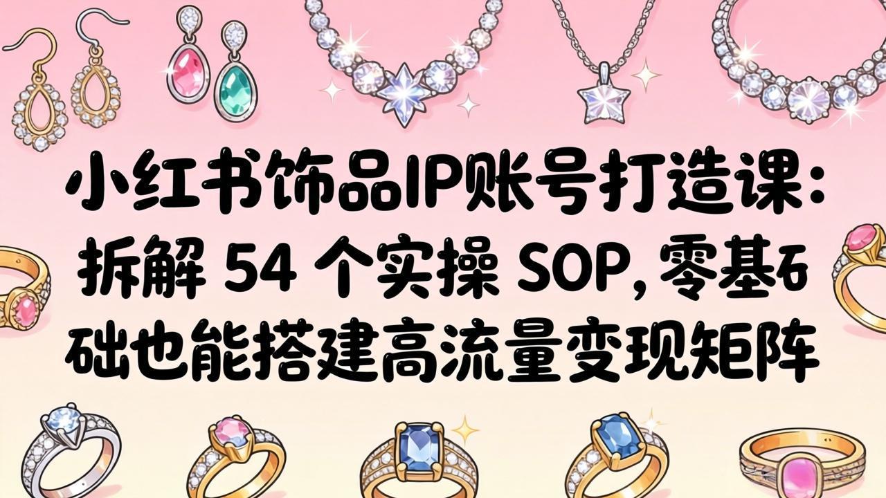小红书饰品IP账号打造课：拆解 54 个实操 SOP，零基础也能搭建高流量变现矩阵-朽念云创