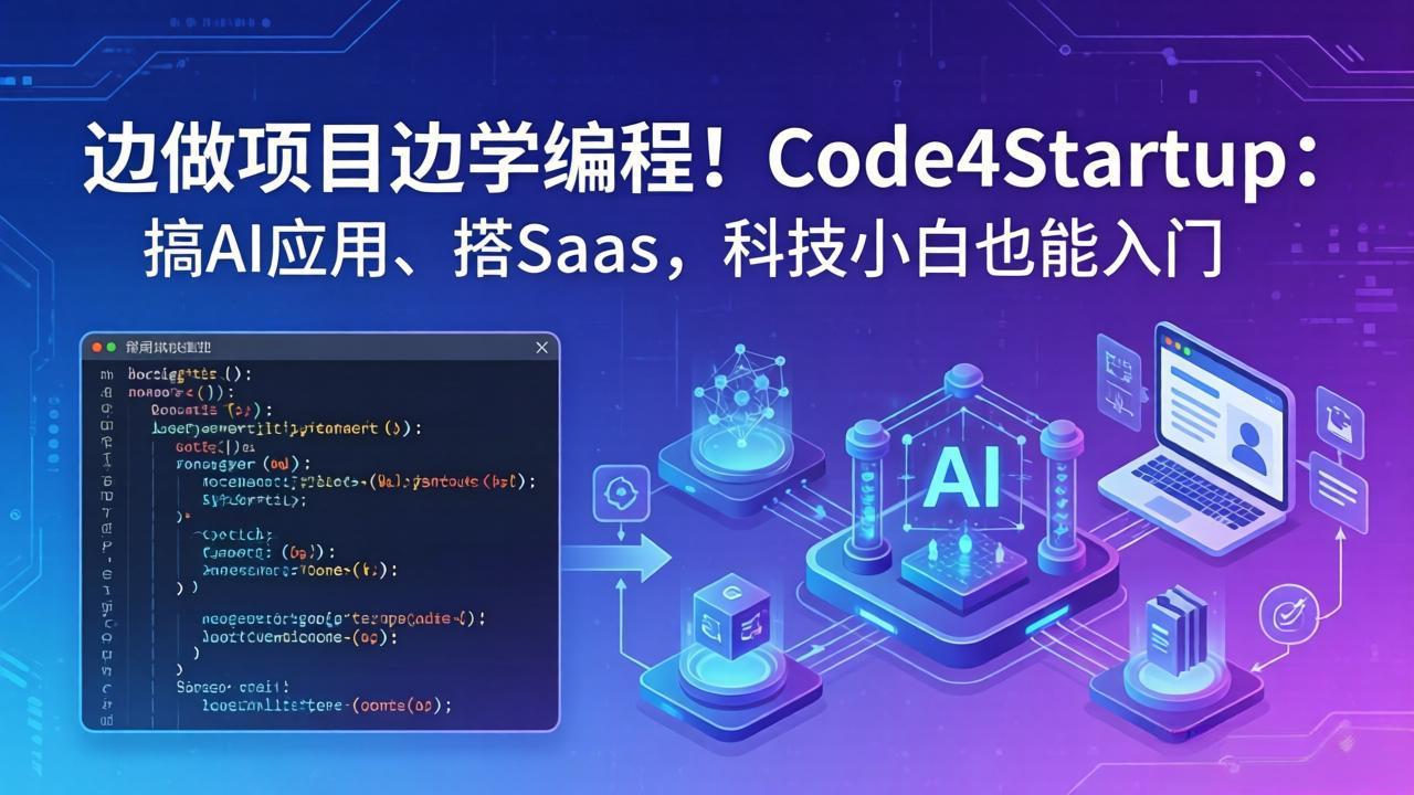 边做项目边学编程！Code4Startup：搞 AI 应用、搭 SaaS，科技小白也能入门-朽念云创