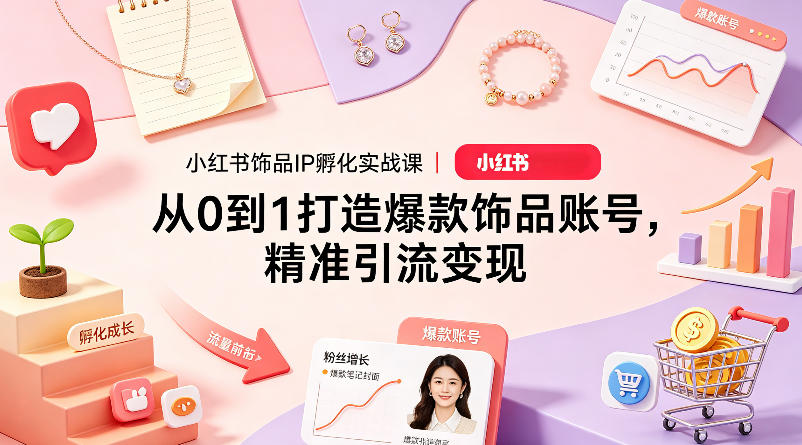 小红书饰品IP孵化实战课｜从0到1打造爆款饰品账号，精准引流变现-朽念云创