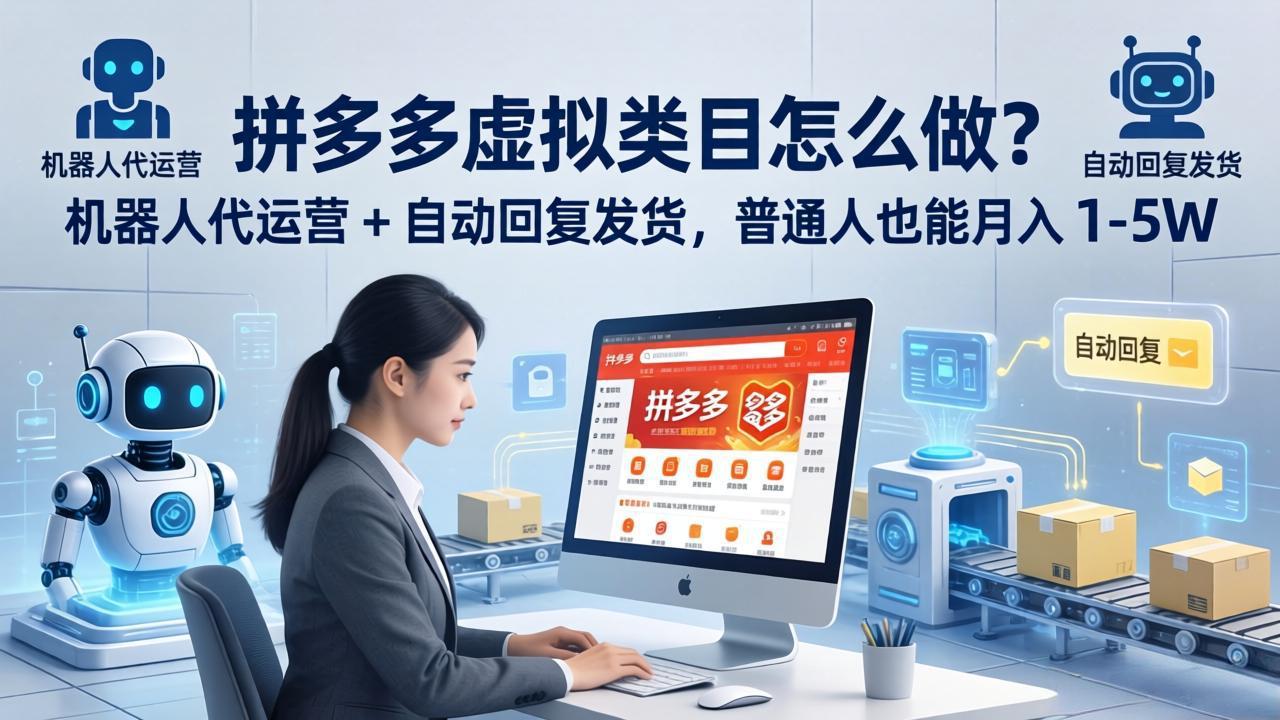 拼多多虚拟类目怎么做？机器人代运营 + 自动回复发货，普通人也能月入 1-5W-朽念云创
