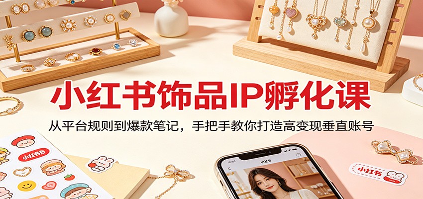 小红书饰品IP孵化课：从平台规则到爆款笔记，手把手教你打造高变现垂直账号-朽念云创