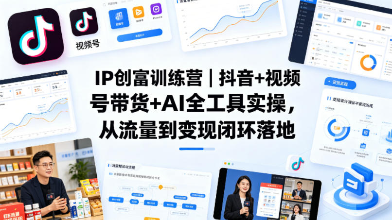 IP创富训练营｜抖音+视频号带货+AI全工具实操，从流量到变现闭环落地-朽念云创