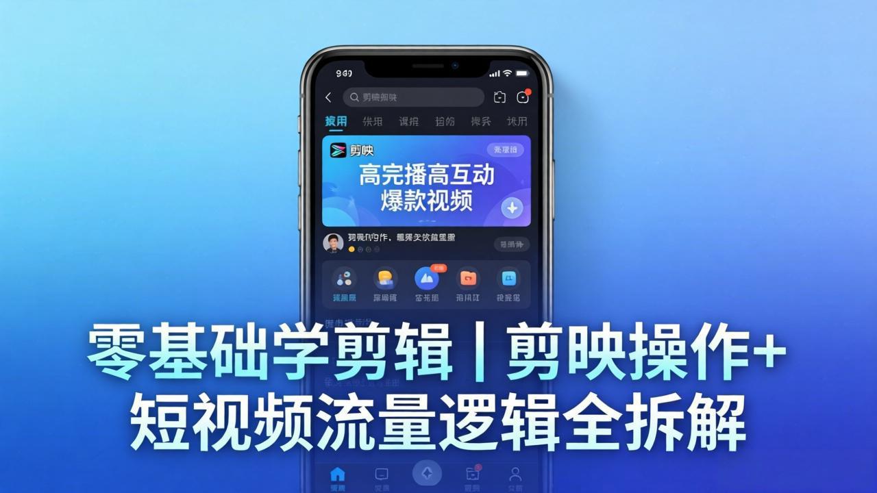 【零基础学剪辑】剪映操作+短视频流量逻辑全拆解｜手把手教你剪出高完播高互动爆款视频-朽念云创