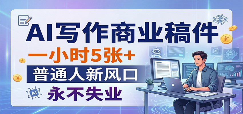 AI写作商业稿件，一小时5张+，普通人新风口，永不失业-朽念云创
