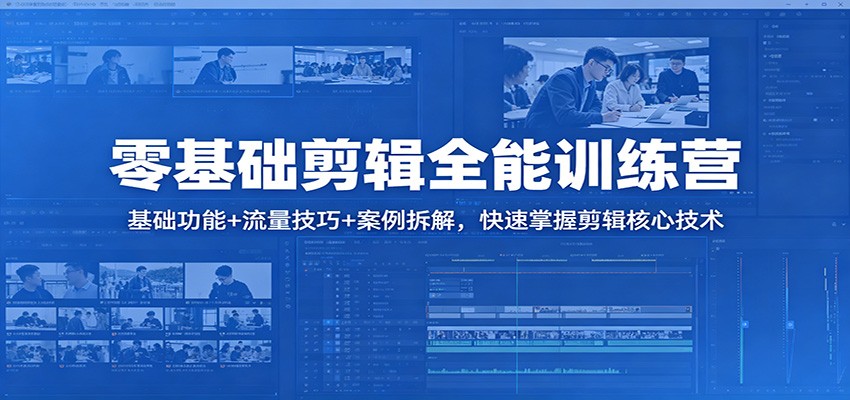 零基础剪辑全能训练营：基础功能+流量技巧+案例拆解，快速掌握剪辑核心技术-朽念云创