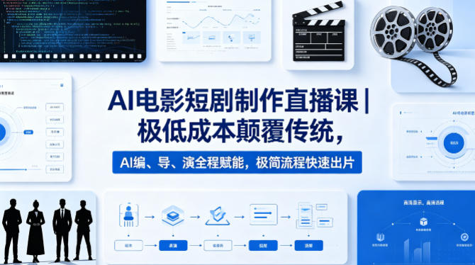AI电影短剧制作直播课｜极低成本颠覆传统，AI编、导、演全程赋能，极简流程快速出片-朽念云创