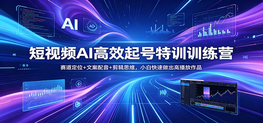 短视频AI高效起号特训训练营：赛道定位+文案配音+剪辑思维，小白快速做出高播放作品-朽念云创