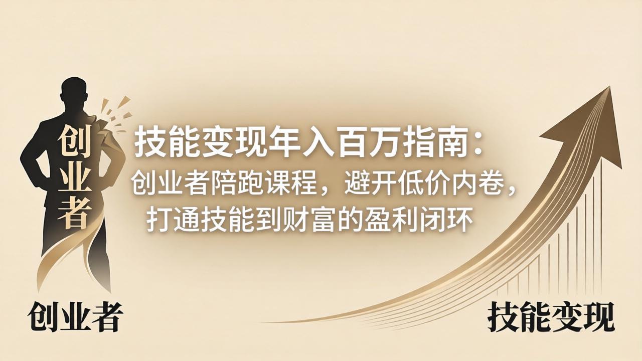 技能变现年入百万指南：创业者陪跑课程，避开低价内卷，打通技能到财富的盈利闭环-朽念云创