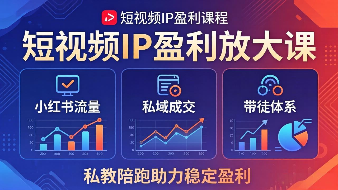 短视频IP盈利放大课：小红书流量+私域成交+带徒体系，私教陪跑助力稳定盈利-朽念云创