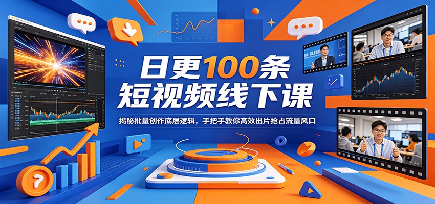 日更100条短视频线下课：揭秘批量创作底层逻辑，手把手教你高效出片抢占流量风口-朽念云创