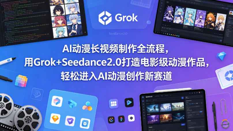 AI动漫长视频制作全流程，用Grok+Seedance2.0打造电影级动漫作品，轻松进入AI动漫创作新赛道-朽念云创