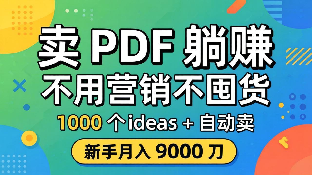 卖 PDF 躺赚？不用营销不囤货，1000 个 ideas + 自动卖，新手月入 9000 刀【原创双语字幕】-朽念云创