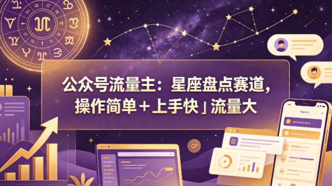 公众号流量主：星座盘点赛道，操作简单＋上手快＋流量大-朽念云创