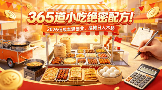 365道小吃绝密配方！2026低成本轻创业，摆摊日入不愁-朽念云创