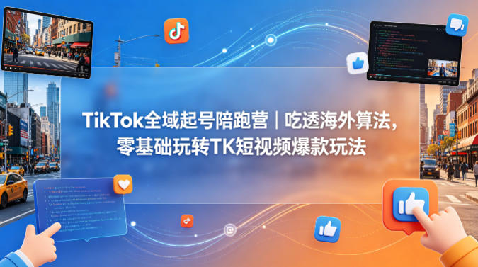 TikTok全域起号陪跑营｜吃透海外算法，零基础玩转TK短视频爆款玩法-朽念云创