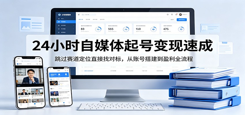 24小时自媒体起号变现速成，跳过赛道定位直接找对标，从账号搭建到盈利全流程-朽念云创