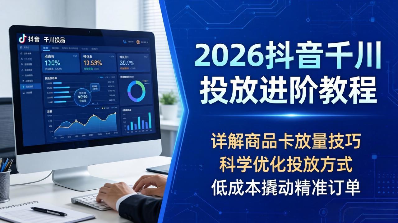 2026抖音千川投放进阶教程，详解商品卡放量技巧，科学优化投放方式，低成本撬动精准订单-朽念云创