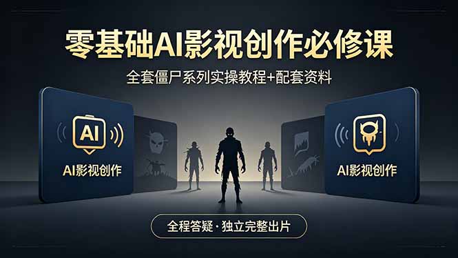 零基础AI影视创作必修课，全套僵尸系列实操教程加配套资料，全程答疑带你独立完整出片-朽念云创