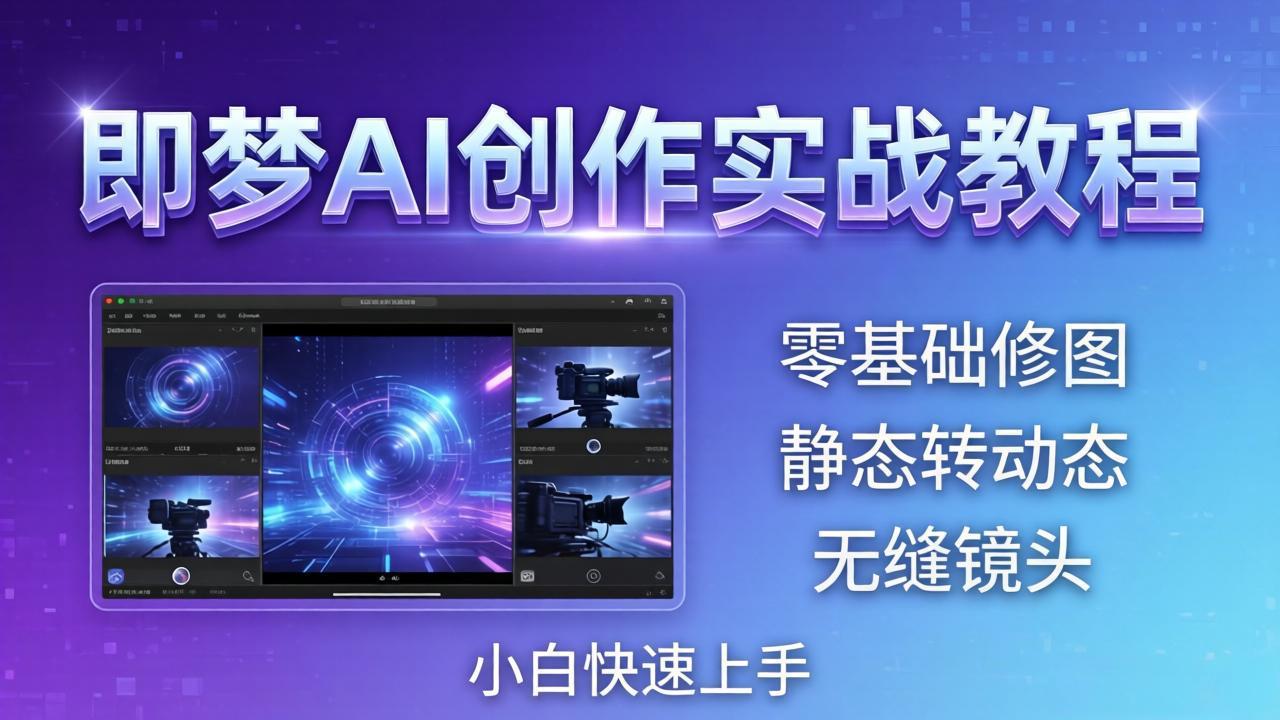 即梦AI创作实战教程，从零基础修图到AI导演，实战教学静态转动态+无缝镜头，小白快速上手-朽念云创