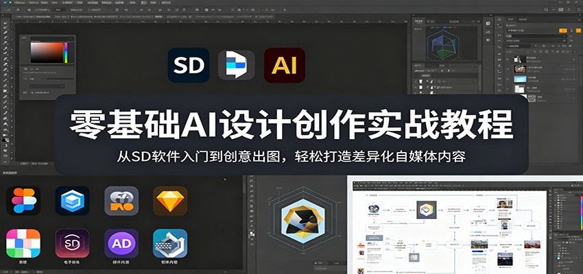 零基础AI设计创作实战教程：从SD软件入门到创意出图，轻松打造差异化自媒体内容-朽念云创