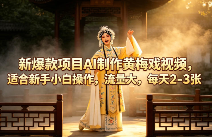 新爆款项目AI制作黄梅戏视频，适合新手小白操作，流量大，每天2-3张-朽念云创
