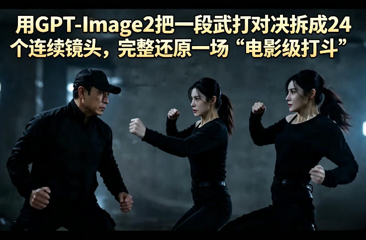 用GPT-Image2把一段武打对决拆成24个连续镜头，完整还原一场“电影级打斗”-朽念云创