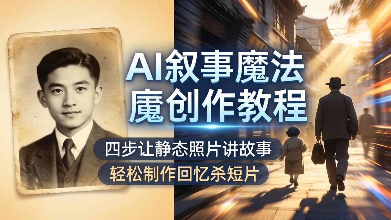 AI叙事魔法创作教程，四步让静态照片讲故事，老照片修复加动态特效，轻松制作回忆杀短片-朽念云创