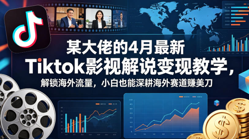 某大佬的4月最新Tiktok影视解说变现教学，解锁海外流量，小白也能深耕海外赛道賺美刀-朽念云创