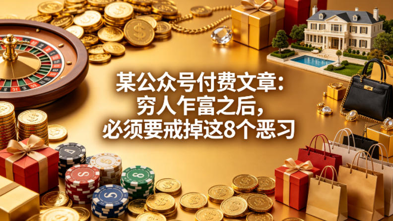 某公众号付费文章：穷人乍富之后，必须要戒掉这8个恶习-朽念云创