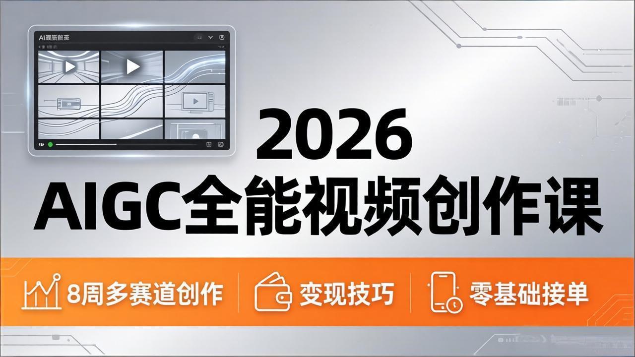 2026AIGC全能视频创作课，8周吃透多赛道创作+变现，零基础也能高效出片接单-朽念云创