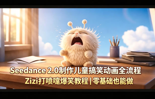 Seedance 2.0制作儿童搞笑动画全流程Zizi打喷嚏爆笑教程｜零基础也能做-朽念云创