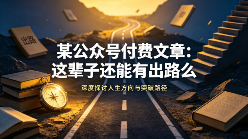 某公众号付费文章：这辈子还能有出路么-朽念云创