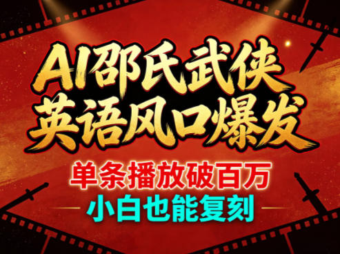 AI邵氏武侠英语风口爆发，单条播放破百万，小白也能复刻-朽念云创
