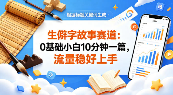 公众号流量主——生僻字故事赛道，流量稳，好上手，0基础小白也能10分钟一篇-朽念云创