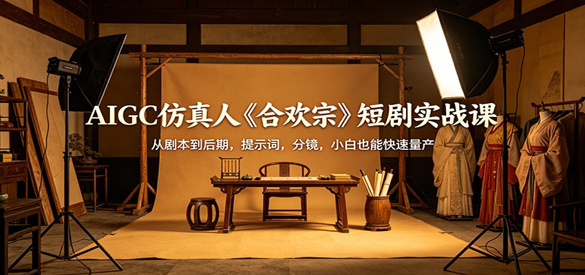 AIGC仿真人《合欢宗》短剧实战课：从剧本到后期，提示词，分镜，小白也能快速量产-朽念云创