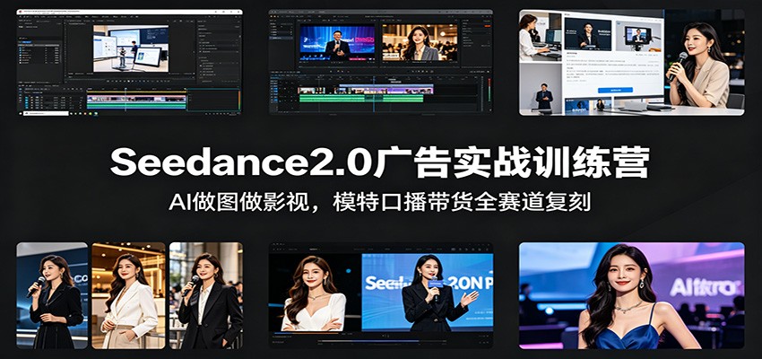 Seedance2.0广告实战训练营：AI做图做影视，模特口播带货全赛道复刻-朽念云创