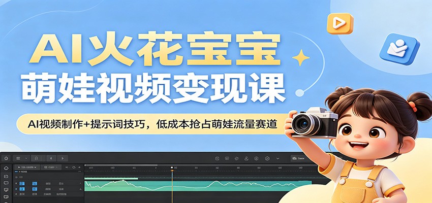 AI火花宝宝萌娃视频变现课：AI视频制作+提示词技巧，低成本抢占萌娃流量赛道-朽念云创