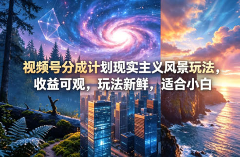 视频号分成计划现实主义风景玩法，收益可观，玩法新鲜，适合小白-朽念云创