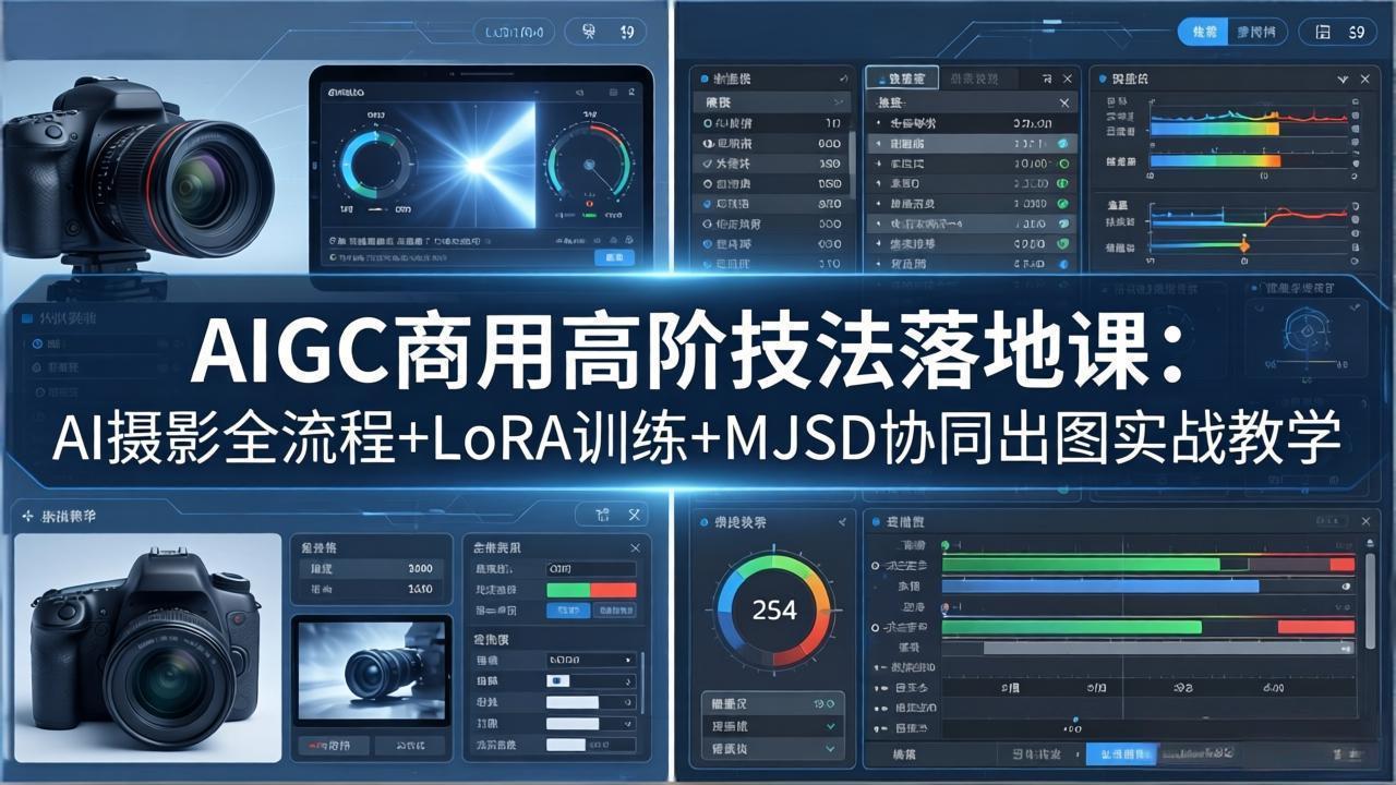 AIGC商用高阶技法落地课：AI摄影全流程+LoRA训练+MJSD协同出图实战教学-朽念云创