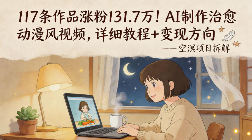 117条作品涨粉131.7W！AI制作治愈动漫风视频，详细教程+变现方向-朽念云创