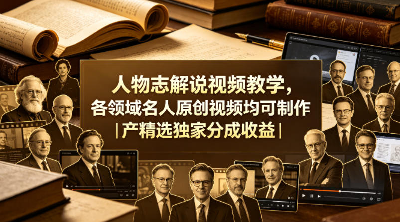 人物志解说视频教学，各领域名人原创视频均可制作丨精选独家分成收益(更新0430)-朽念云创