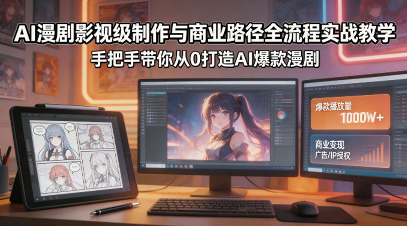 AI漫剧影视级制作与商业路径全流程实战教学，手带你从0打造AI爆款漫剧-朽念云创