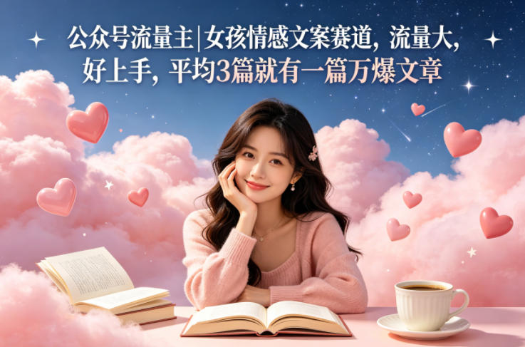 公众号流量主女孩情感文案赛道，流量大，好上手，平均3篇就有一篇万爆文章-朽念云创