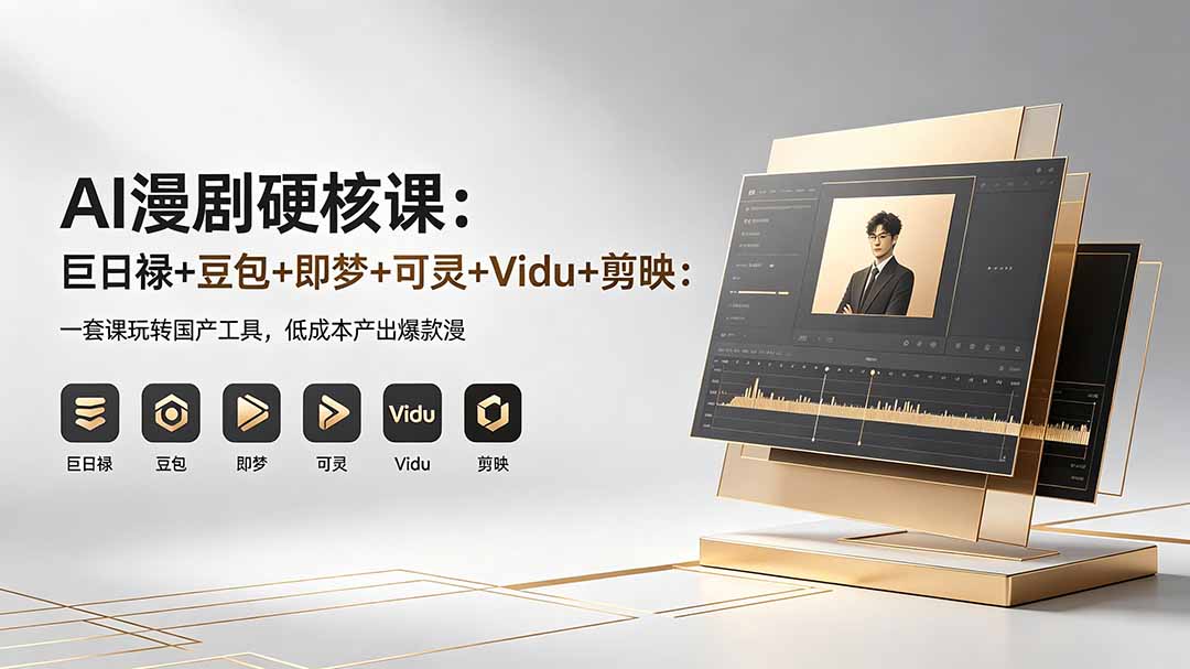 AI漫剧硬核课：巨日禄+豆包+即梦+可灵+Vidu+剪映：一套课玩转国产工具，低成本产出爆款漫剧-朽念云创
