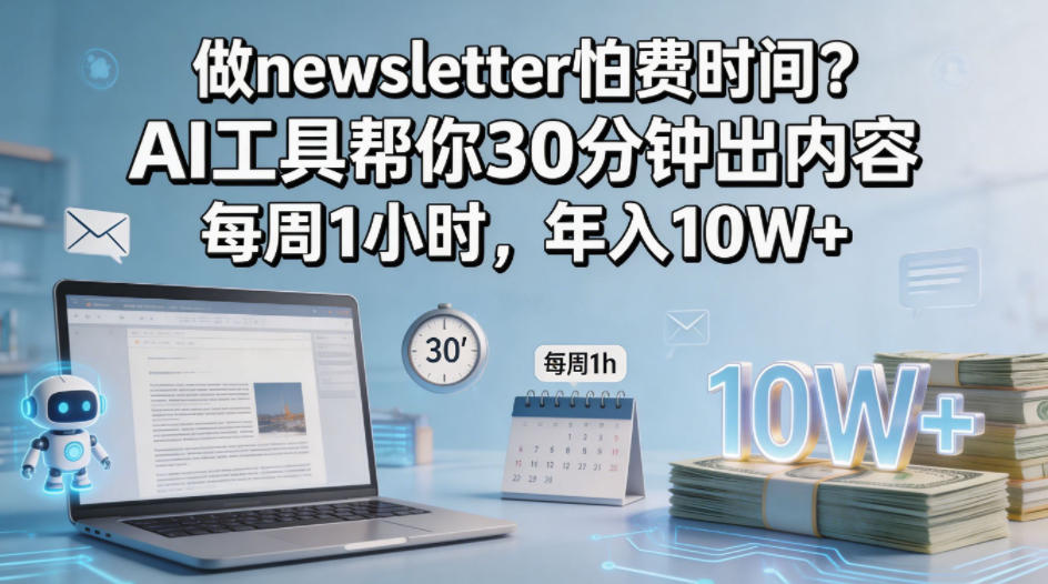 做newsletter怕费时间？AI工具帮你30分钟出内容，每周1小时，年入10W+！【原创双语字幕】-朽念云创