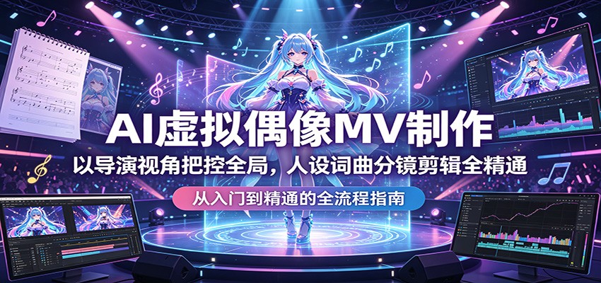 AI虚拟偶像MV制作：以导演视角把控全局，人设词曲分镜剪辑全精通-朽念云创