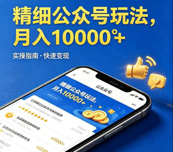 精细化公众号玩法，我们给你提供文章，你来负责发布，收益可观，月入1W+【揭秘】-朽念云创